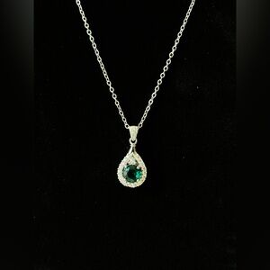 Emerald Teardrop Pendant Necklace